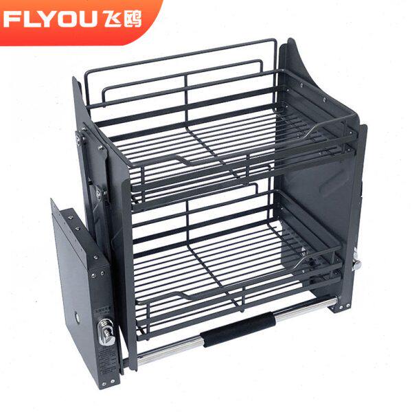 厨房吊柜橱柜不锈钢升降拉篮多功能壁柜顶柜下拉式调味拉篮升降机