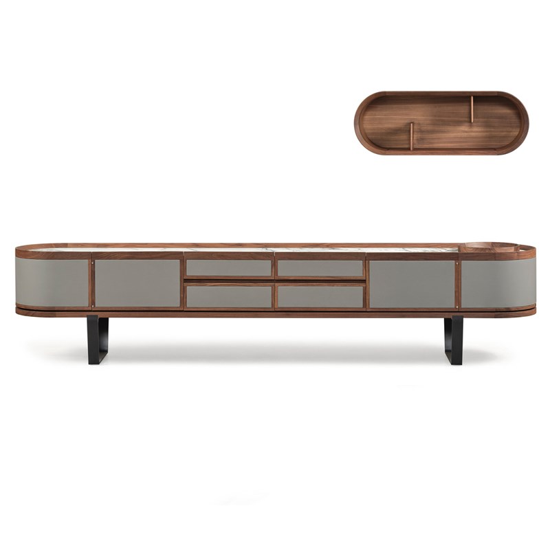 新中式轻奢实木影视柜现代简约客厅一体K收纳柜北美黑胡桃木电视