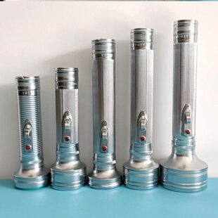 老老物件炮手电筒全新光怀旧白炽灯手电筒黄1号电池民国铁皮老式