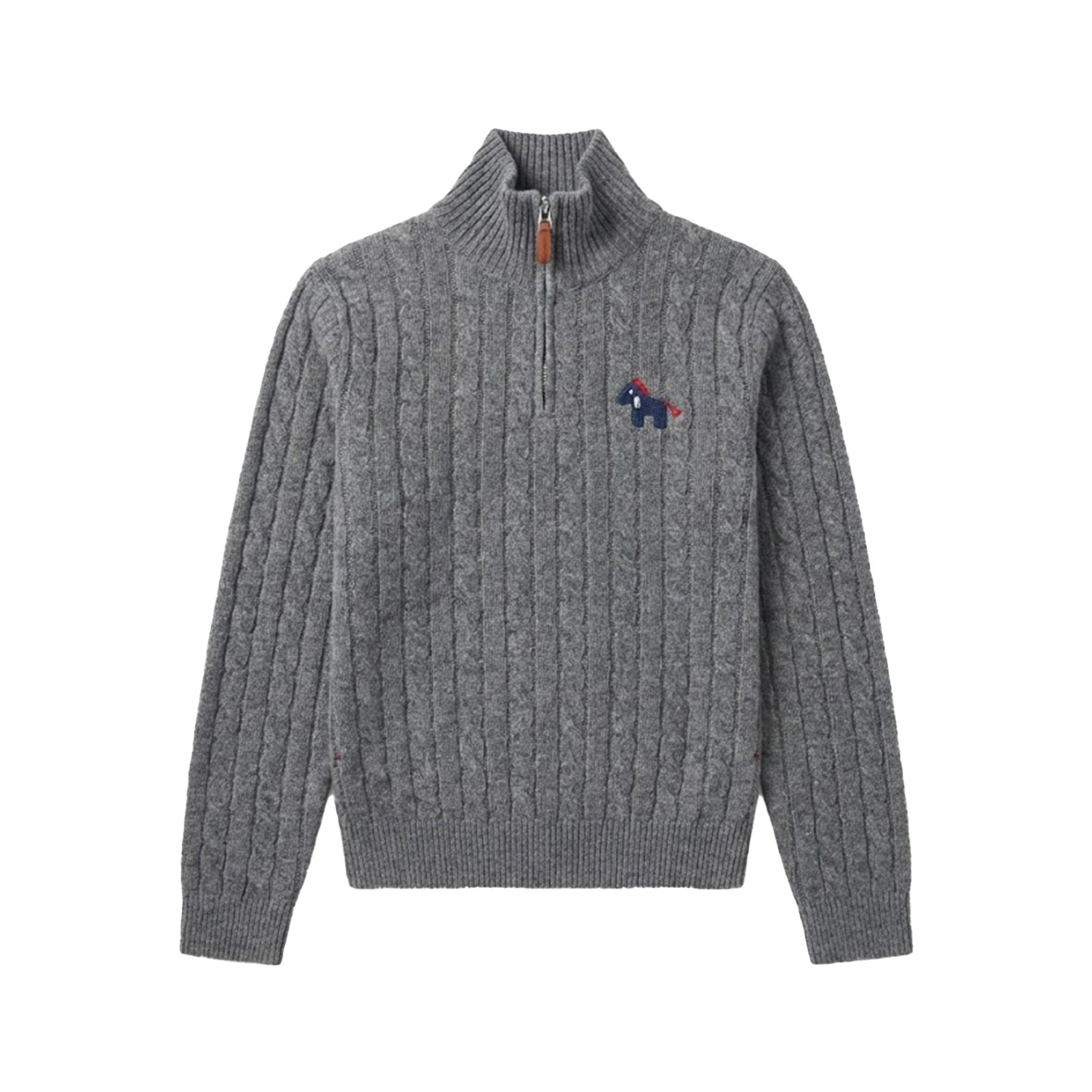 【巴依老爷】老钱风立领麻花纹针织衫女100%绵羊毛毛衣V252557