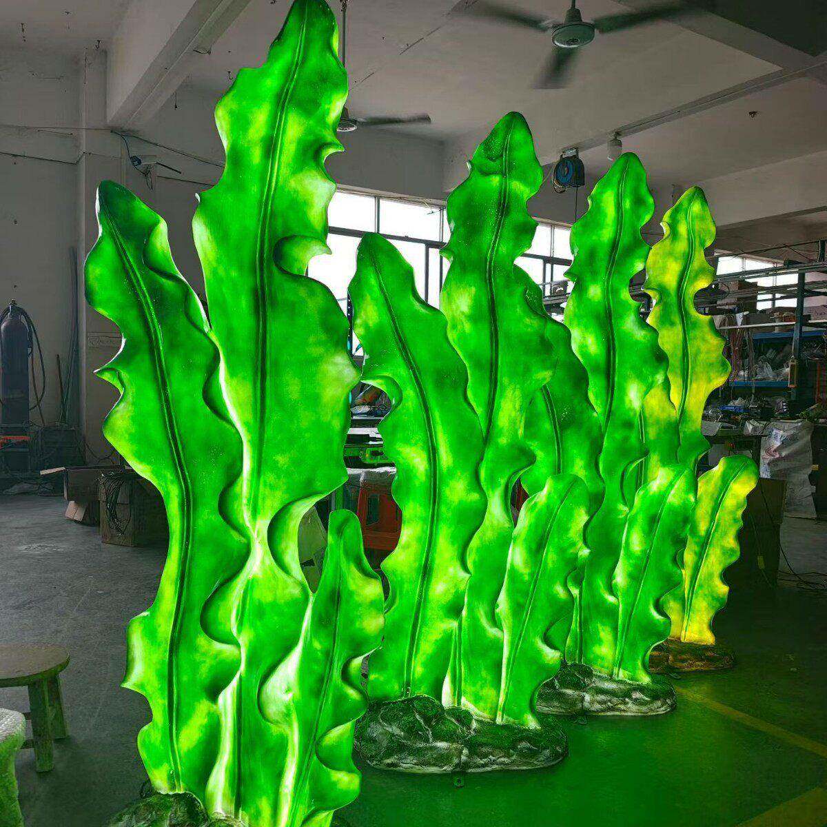 发光海草仿真海洋生物树脂玻璃钢珊瑚海草摆件仿真海草雕塑小品灯