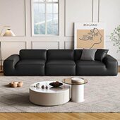 意式 极简夏图大黑牛沙发真皮头层牛皮轻奢小户型客厅豆腐块沙发