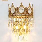 杰瑞唐宝法式 卧室客厅电视背景墙床头过道复古灯 全铜水晶壁灯欧式