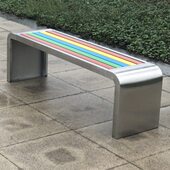 不锈钢塑木公园椅户外长椅长凳子防腐木室外广场园林庭院休闲座椅