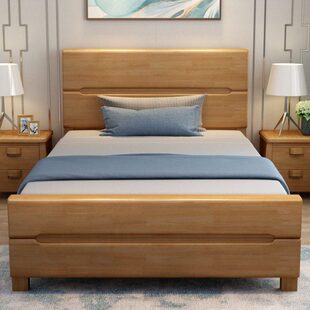 实木床1.35米带抽屉床1米5气压储物1.2米经济型90cm公分宽单人床