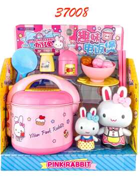 一言粉红兔厨房趣味电饭煲迷你蛋糕仿真女孩过家家玩具 -37008
