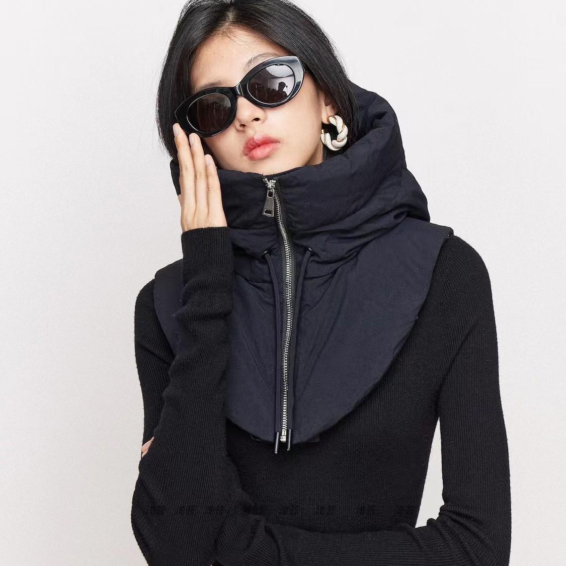 披肩式一体帽子冬季暖防寒羽绒棉帽子披肩式斗篷可爱防寒帽子