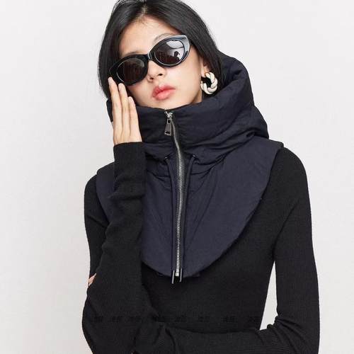 披肩式一体帽子冬季暖防寒羽绒棉帽子披肩式斗篷可爱防寒帽子