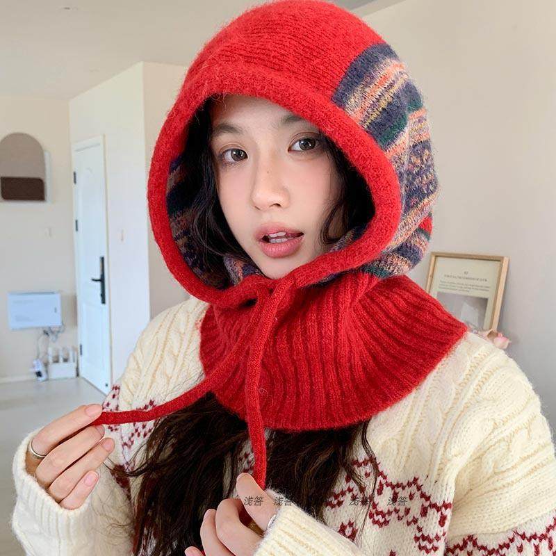 费尔岛风针织帽女秋冬防寒