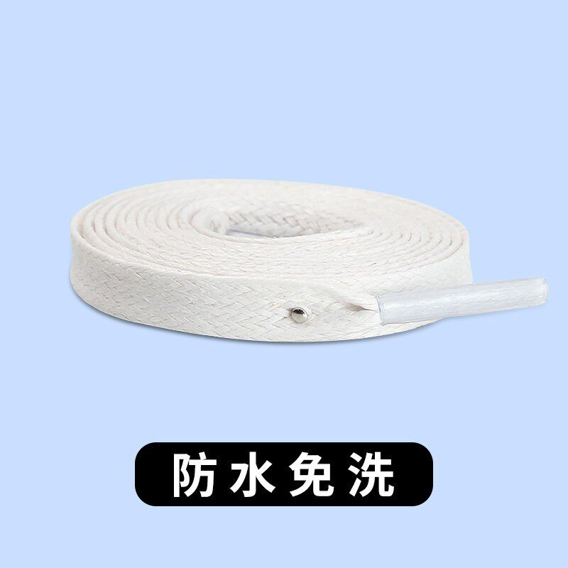 纯色白鞋带打蜡扁平防水纯棉鞋带适配板鞋登山运动鞋劳保鞋马丁靴