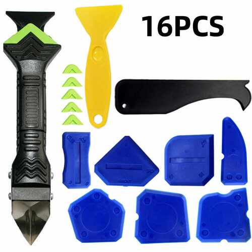 16件套填缝工具3合一金属头刮刀刮胶器除剂刮铲密封工具套件