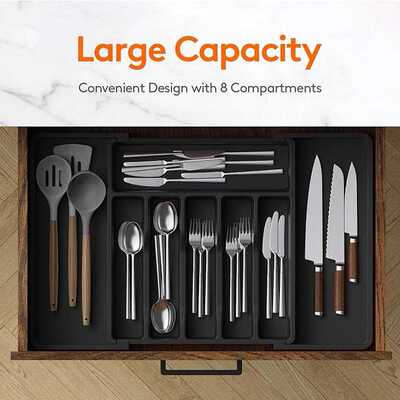 Expandable Utensil Tray 可伸缩抽屉收纳盒刀叉餐具收纳托盘