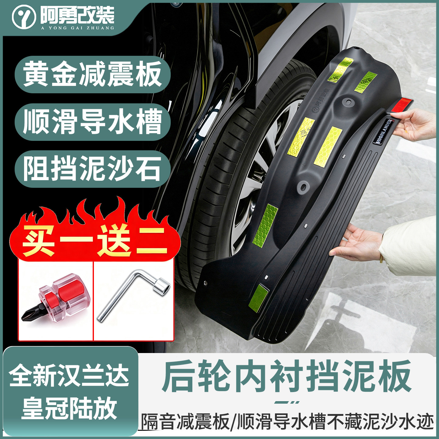 适用22-26款汉兰达挡泥板皇冠陆放前后轮专用内衬挡泥皮改装配件 - 实物图