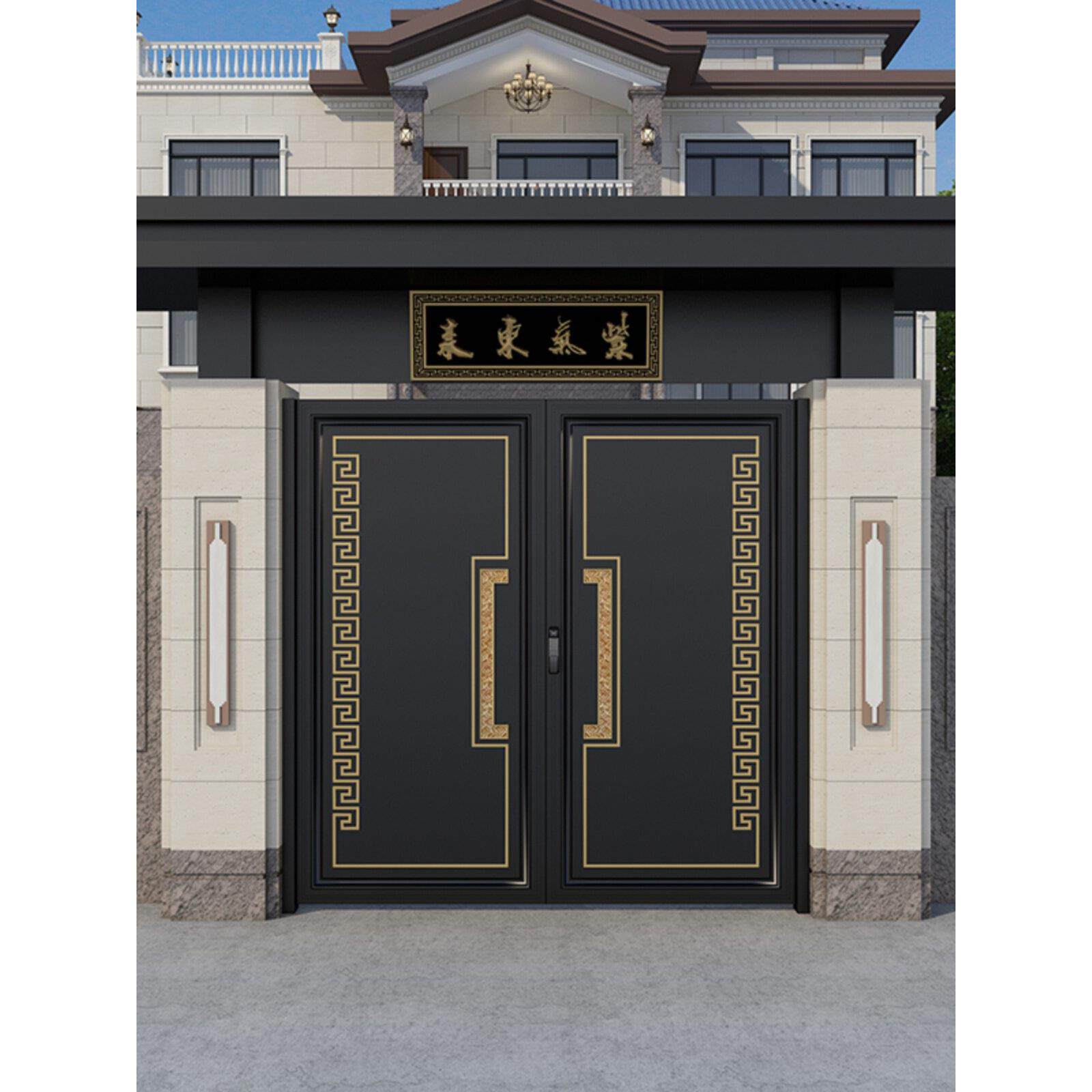 新中国风雕花庭院门别墅门双门户外别墅门铁门农村自建房屋墙门