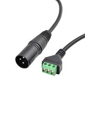 卡侬3芯公双声道音频音响话筒插头立体声免焊接绿色端子转接线