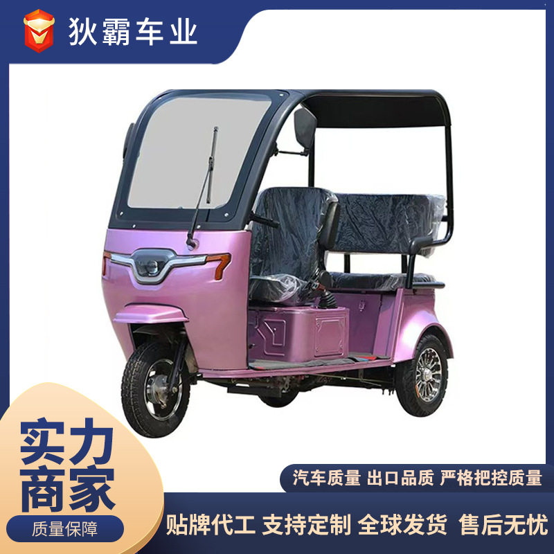 带棚燃油三轮车接送孩子成人家用女士老年代步嘟嘟车舒适偏三轮
