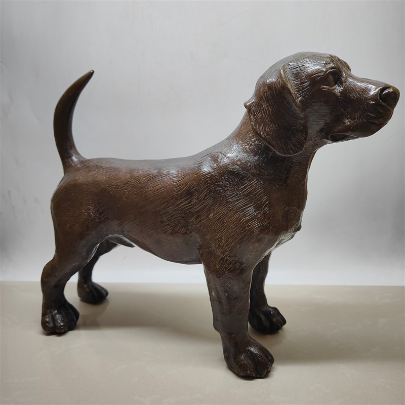 纯铜生肖狗摆件家居十二生肖旺财B摆件仿古做旧古玩收藏铜生肖兽