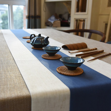 中式禅意桌旗 现代简约茶席亚麻布艺F中国风长条棉麻巾茶几装饰布