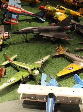 家居摆件铁艺做旧工艺品覆古双翼飞机模I型装饰摆饰装饰壁饰工艺