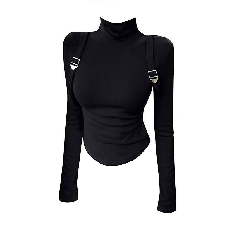 美式辣妹高领长袖T恤女秋冬新款磨毛修身打底衫设计短款内搭上衣,女装/女士精品,T恤,淘宝优惠券,粉丝福利购,淘宝优惠卷