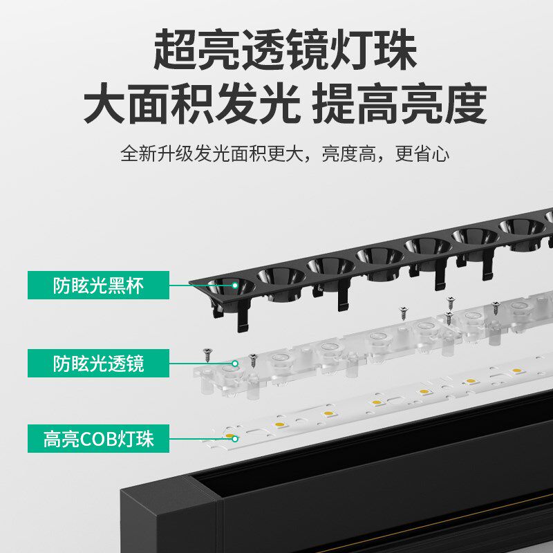 led轨道射灯长条散光灯明装泛光灯服装店铺商用可调节导轨补光灯