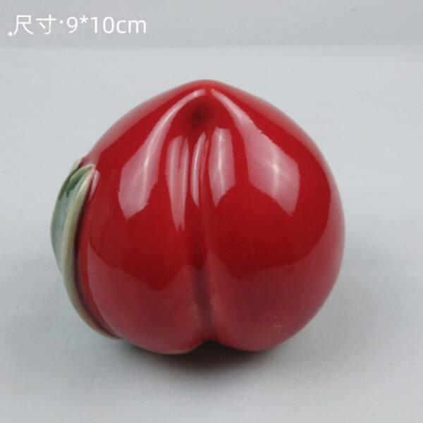 寿桃陶瓷工艺品摆件 石湾公仔 家居饰品客厅桌面摆设送礼红桃子