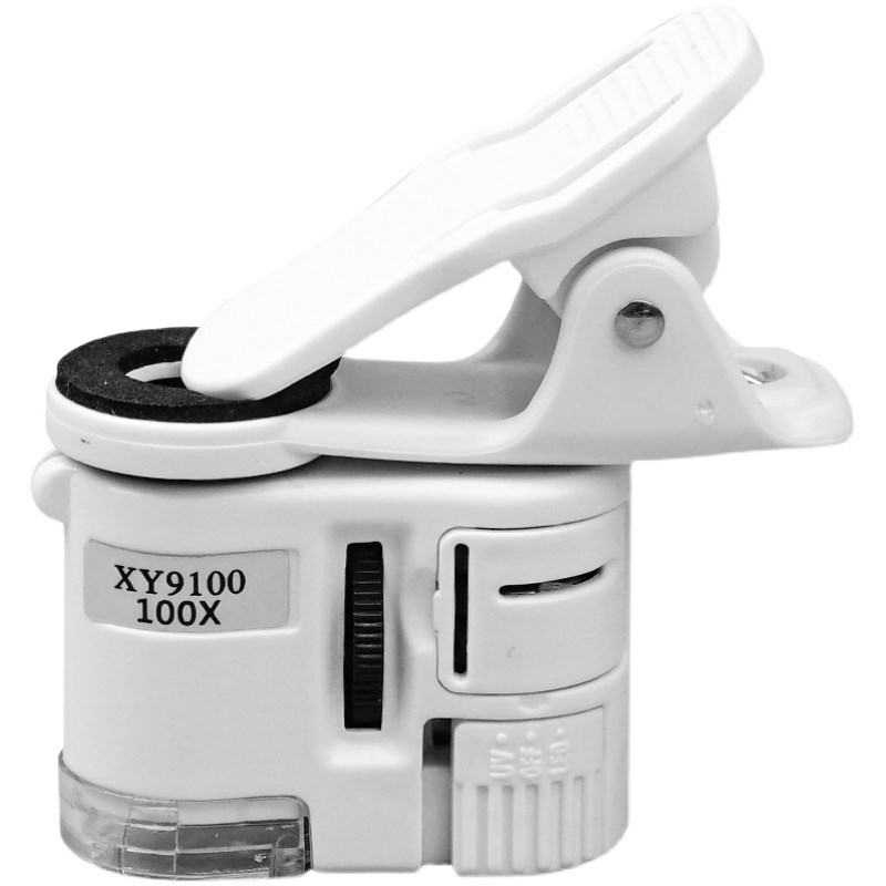 手机放大镜100倍带led灯高清显微镜珠宝印刷邮票钱币鉴定验钞便携