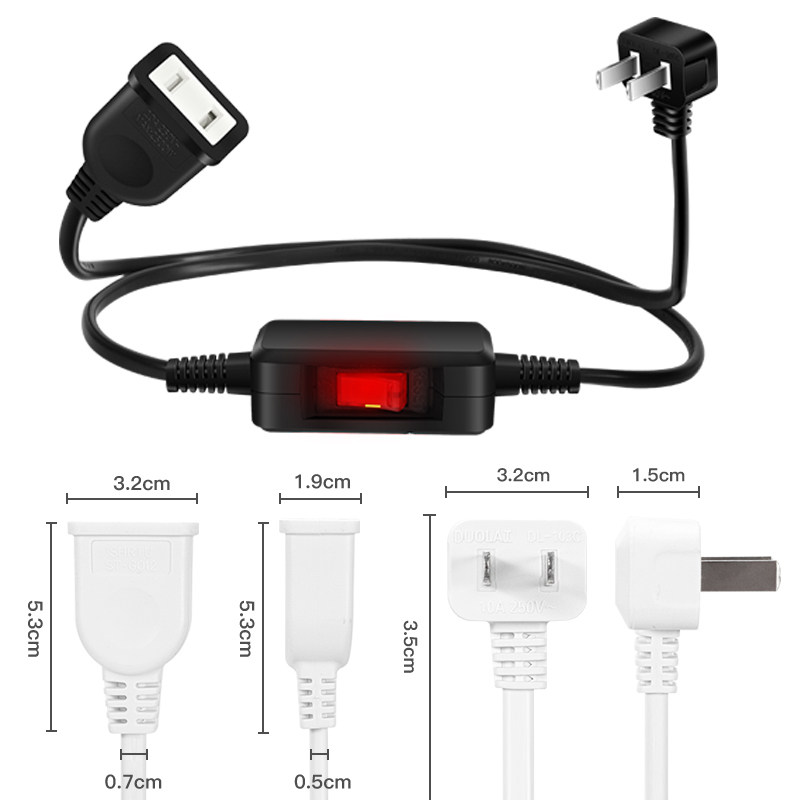 超薄两插头连接线加长电源线插座线转换器电动车充电延长线带开关