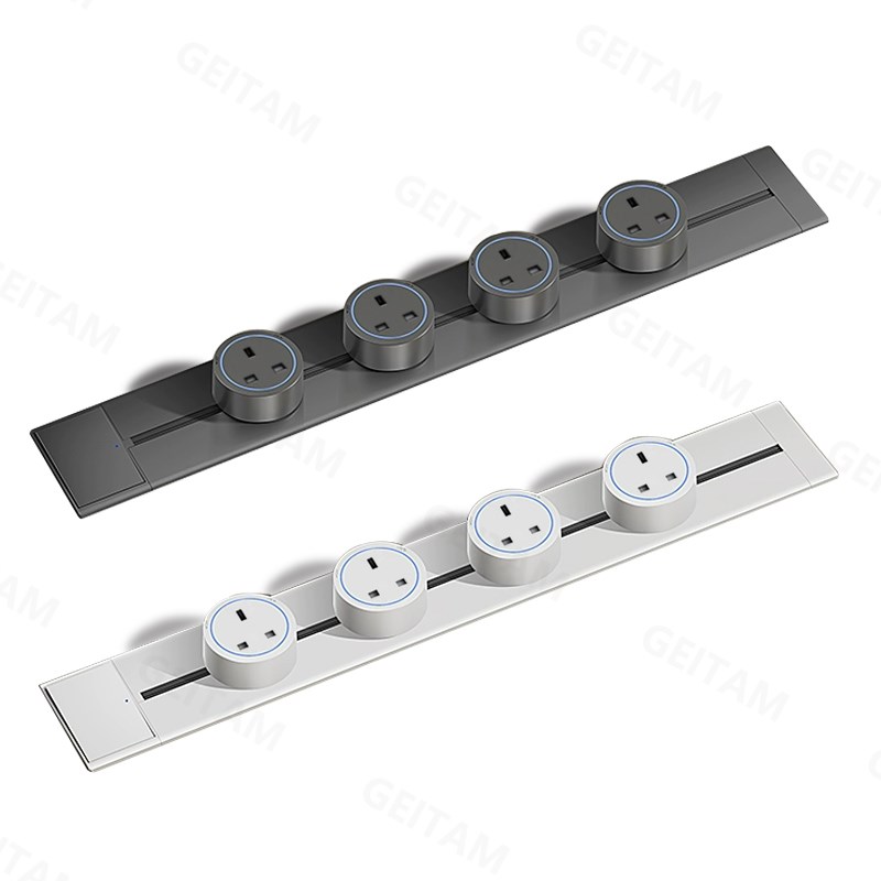 港澳版超薄嵌入式轨道插座英式13A可移动电力导轨插地板国际通用