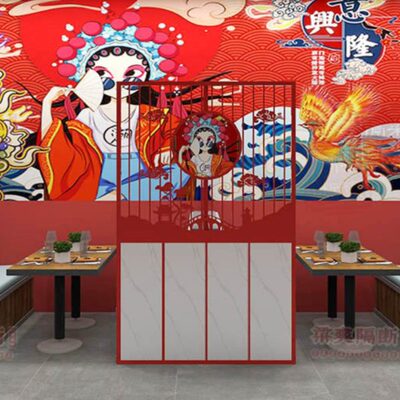 中式火锅店烧烤店餐饮饭店包间卡座串串店屏风烤肉店铁艺屏风隔断