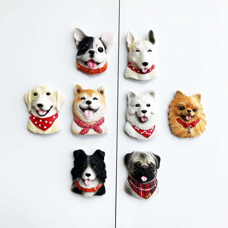 狗狗冰箱贴秋田犬磁贴萨摩耶磁力贴立体3d世界名犬宠物装饰吸铁石
