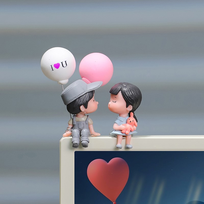 台式电脑显示屏情侣摆件装饰品屏幕边框装饰显示器办公室桌面摆设