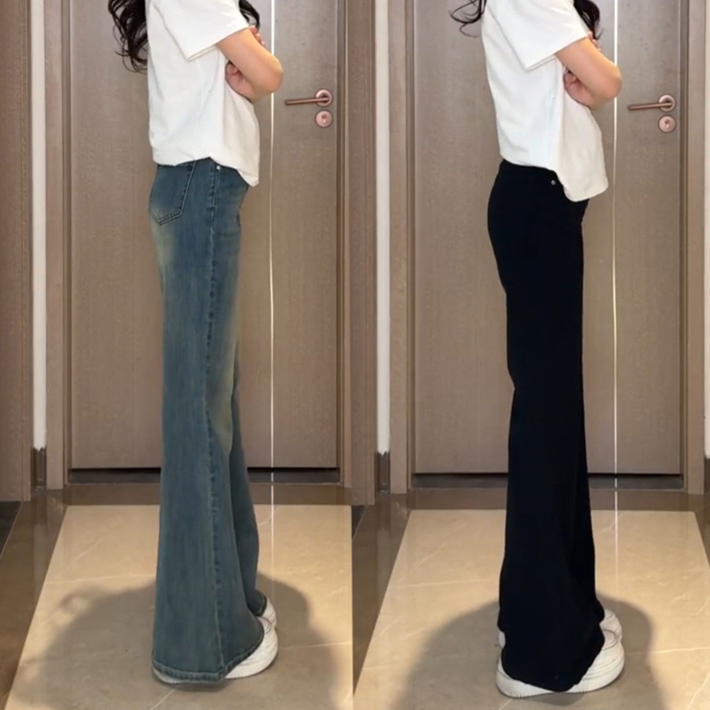 不贴腿微喇牛仔裤女2026年早春新款大尺码胖mm显瘦梨型身材直筒裤