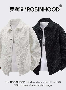 罗宾汉/ROBINHOOD冬季单排扣翻领纯色男装金属扣情侣痞帅夹克男