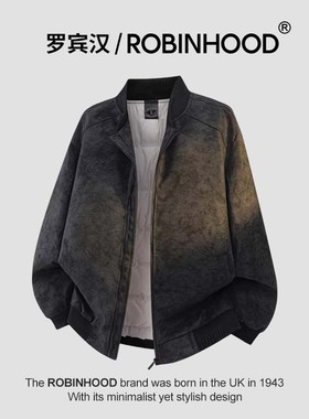 ROBINHOOD/罗宾汉美式复古羽绒服美拉德潮牌痞帅机车服棒球领上衣