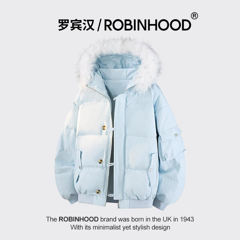 【杨超越代言】罗宾汉美式90白鸭绒毛领羽绒服男女款防寒保暖外套