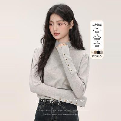 张汽水《灰色物语》秋冬穿搭新款半高领打底针织衫女好看内搭上衣