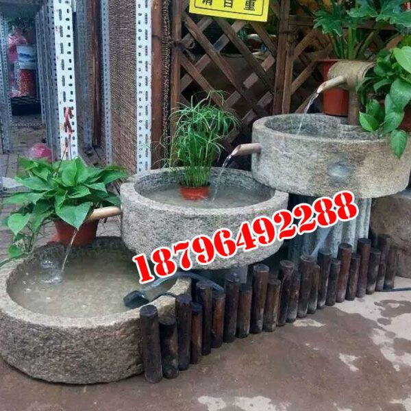 石头缸石盆 花盆 庭院摆件 老石槽流水鱼缸洗手盆老石磨磨盘茶盘