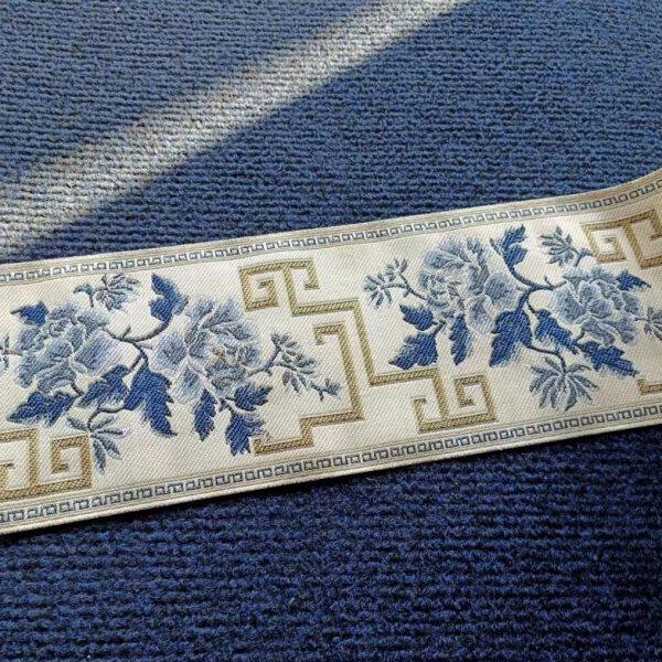 12厘米仿麻电子提花窗帘花边织带饰边靠垫桌旗中式牡丹吴韵汉风