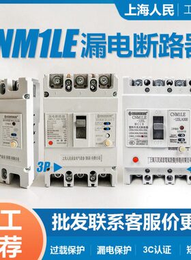 上海人民2P3P4P塑壳漏电保护器CM1LE-100A250A400A漏保空气开关