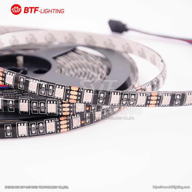 LED灯条5050贴片单色RGB灯珠DC12V软性黑底PCB室内亮化灯带