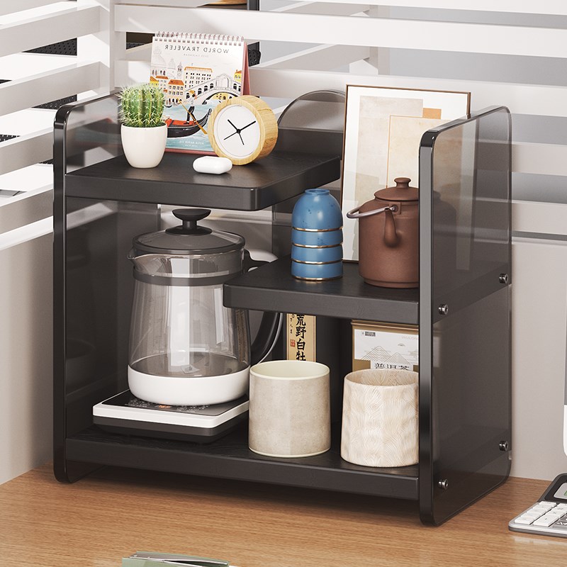 杯子收纳餐桌吧台置物架水杯架咖啡角布置高级感轻奢压克力台面柜