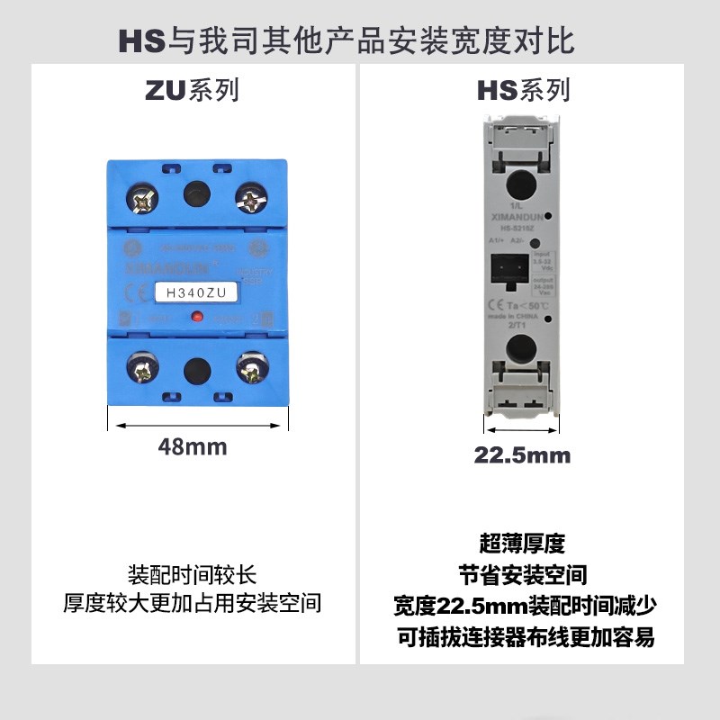 希曼顿小型超薄散热器导轨一体式直流控制交流220V单相固态继电器