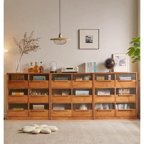 实木书柜收纳柜简约自由组合置物柜落地客厅卧室格子柜展示餐边柜