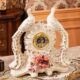 饰品摆设钟 高端孔雀装 奢华欧式 钟表摆件复古陶瓷座钟客厅桌面台式