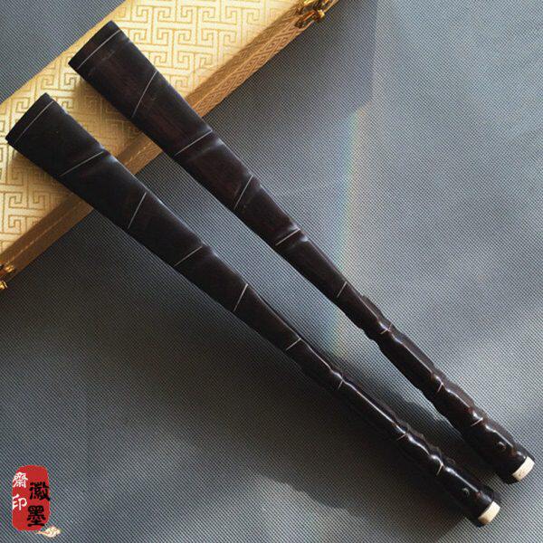 现货收藏礼品扇子10寸芯黑檀乌木仿竹节嵌线扇骨苏工扇面宣纸折扇