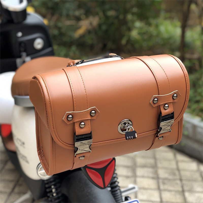 防水电瓶车摩托车复古挂包哈雷边包重机车侧包晴天前置电动车尾包