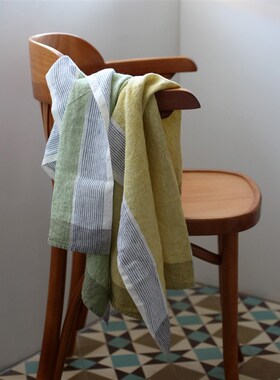 100%纯亚麻餐桌布巾Lino we Lina厨房多功能抹布擦碗布清新北欧风