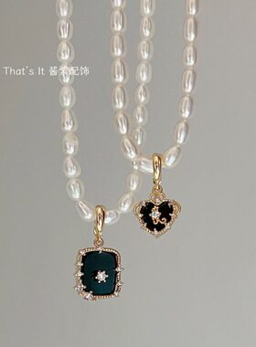 自由组合百搭珍珠可拆卸开口万能扣黑色系列通用吊坠金属手链项链