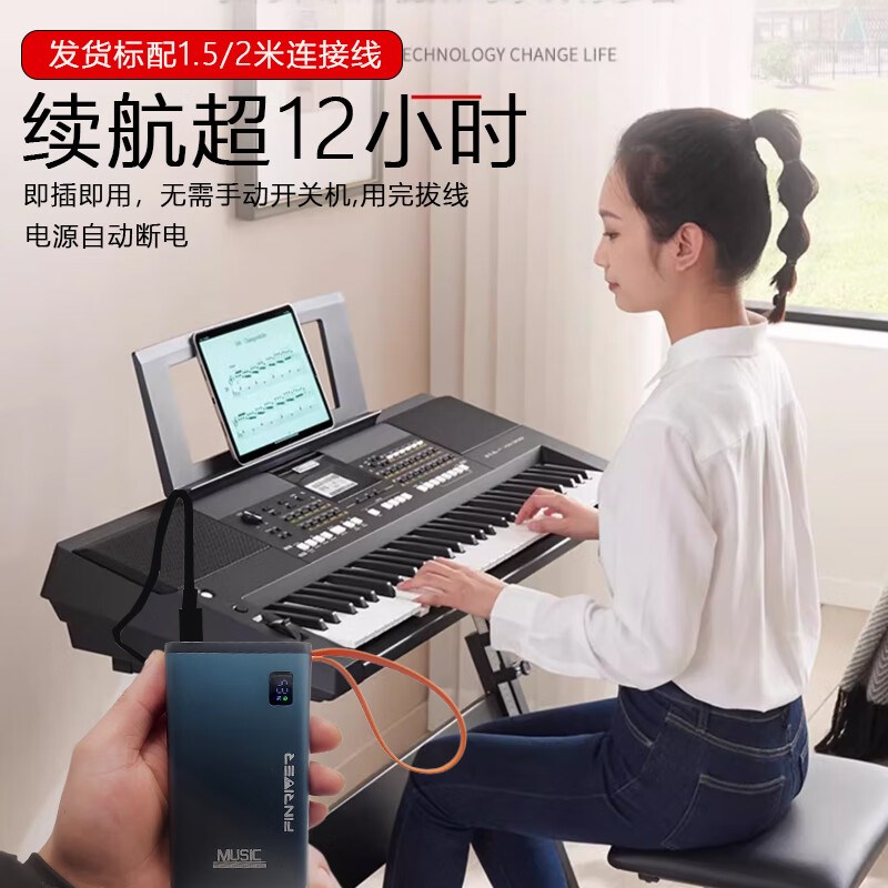 12V雅马哈KB290电子琴280钢琴291户室外移动电源专用电池瓶充电宝